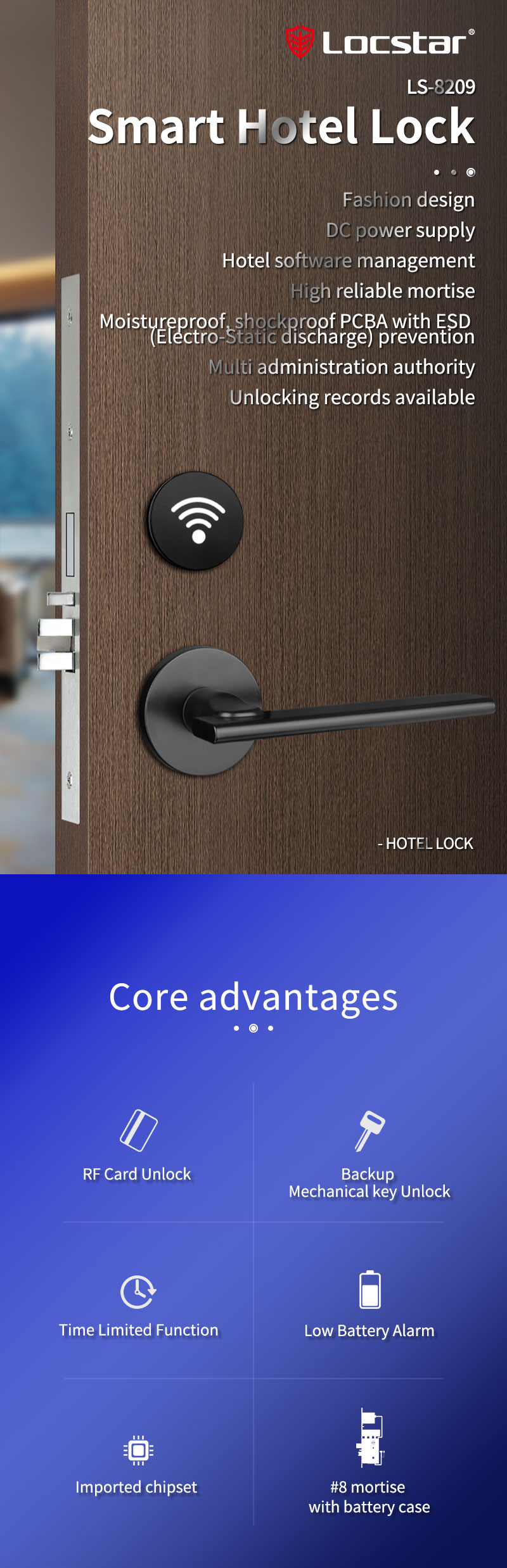 LCOSTAR LS-8209 RFID Hotel Lock